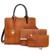 Leren schoudertas - crossbody - kleine clutch - set van 3 stuksSets