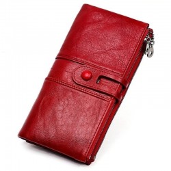 Long wallet with zipper - genuine leather
