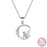 Fairy siddende på månen vedhæng - halskæde - 925 sterling sølv