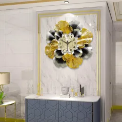 Ginkgo leaf quartz wall clock - 59*59cm