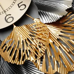 Ginkgo leaf quartz wall clock - 59*59cm