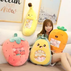 Fruit vegetable plush toy - with transparent pocket