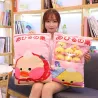 Plush pillow with 8 small ducklings balls
