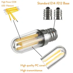 E14 - E12 - 1W - 2W - 4W - LED - mini lamp koelkast / vriezer - dimbaarE14