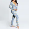 Sovedragt med knapper - pyjamas i ét stykke med funktionel klap bagpå