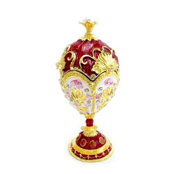 Jajko Faberge - szkatułka na biżuterię - czerwono-złota emaliaBiżuteria Damska