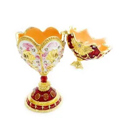 Jajko Faberge - szkatułka na biżuterię - czerwono-złota emaliaBiżuteria Damska