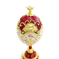 Jajko Faberge - szkatułka na biżuterię - czerwono-złota emaliaBiżuteria Damska