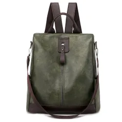Retro Leder Rucksack / Umhängetasche mit Reißverschlüssen