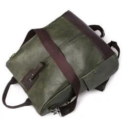 Retro leren rugzak / schoudertas met ritsenRugzakken