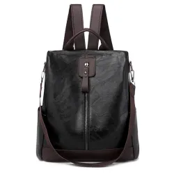 Retro Leder Rucksack / Umhängetasche mit Reißverschlüssen