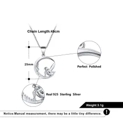 Fairy sitting on moon pendant - necklace - 925 sterling silverNecklaces