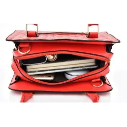 Borsa a mano in pelle - tracolla - pochette piccola - disegno geometrico - set 3 pezzi