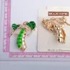 Enamel green pea brooches