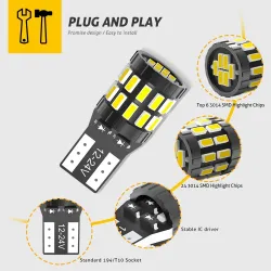 W5W - T10 - 12V - bil LED Canbus pære - 10 stk