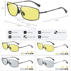 Polarized photochromic metal sunglasses for men