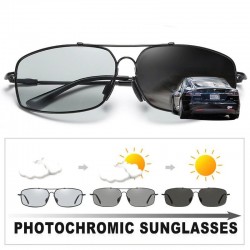 Fotochromowe metalowe okulary przeciwsłoneczne - polaryzacyjne - do jazdy w dzień / w nocy - UV 400Okulary Przeciwsłoneczne