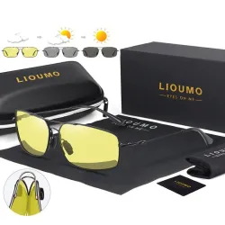 Polarized photochromic metal sunglasses for men