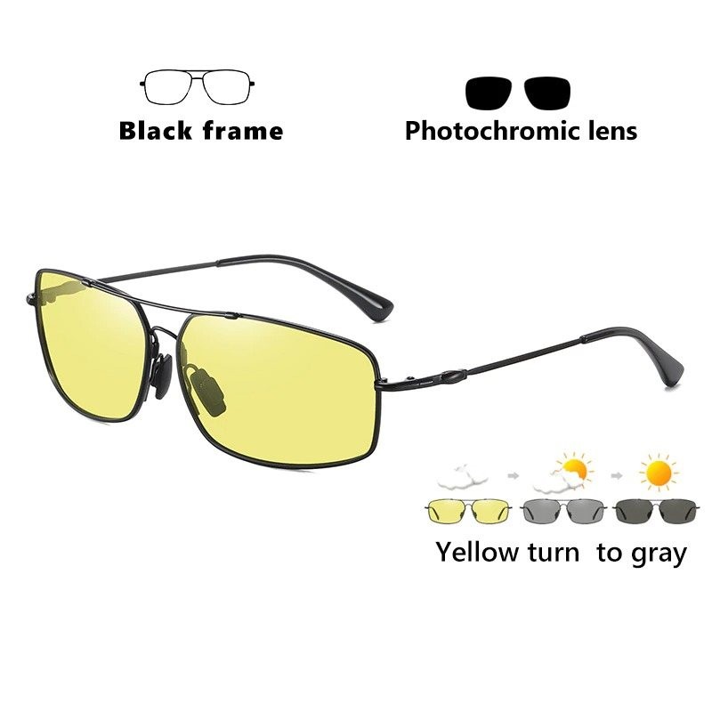 Polarized photochromic metal sunglasses for men