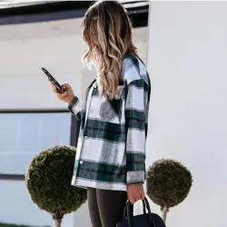 Vintage kariertes Hemd mit langen Ärmeln und Knöpfen - Jacke