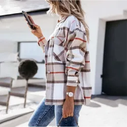 Vintage kariertes Hemd mit langen Ärmeln und Knöpfen - Jacke