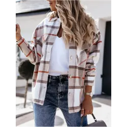 Vintage kariertes Hemd mit langen Ärmeln und Knöpfen - Jacke