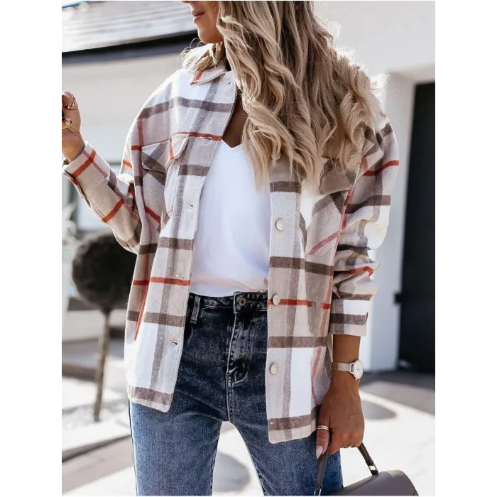 Vintage kariertes Hemd mit langen Ärmeln und Knöpfen - Jacke