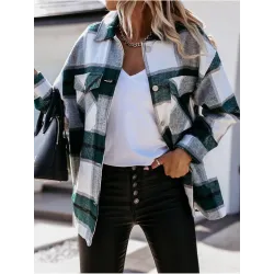Vintage kariertes Hemd mit langen Ärmeln und Knöpfen - Jacke