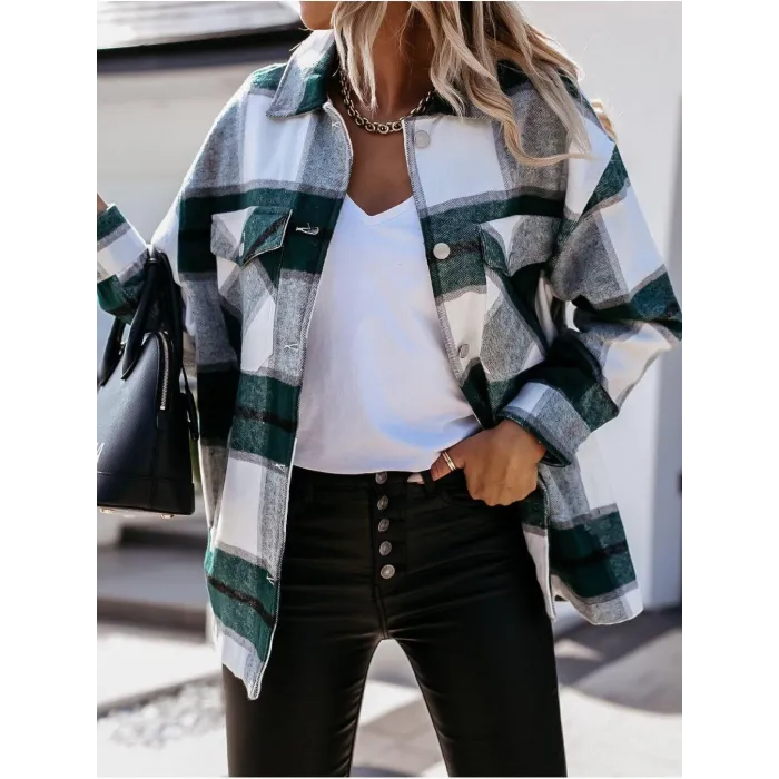 Vintage kariertes Hemd mit langen Ärmeln und Knöpfen - Jacke
