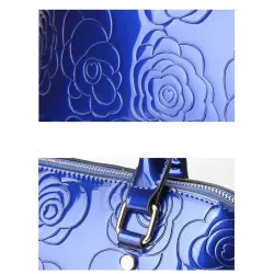 Borsa a mano in pelle - tracolla - borsellino piccolo - stampa fiori - set 3 pezzi