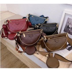 Leather handbag - crossbody - small clutch bag - detachable design - 3 pieces set