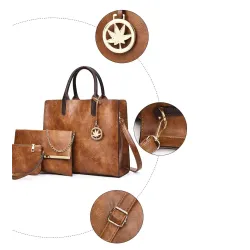 Modieuze leren handtas - crossbody - kleine clutch - henneplogo - set van 3Sets