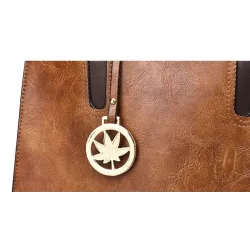 Modische Lederhandtasche - Umhängetasche - kleine Clutch - Hanf-Logo - 3-teiliges Set