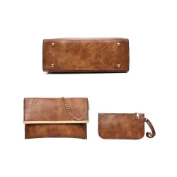 Modna skórzana torebka - crossbody - mała kopertówka - logo konopi - komplet 3 sztukiZestawy