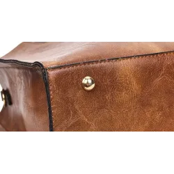 Modische Lederhandtasche - Umhängetasche - kleine Clutch - Hanf-Logo - 3-teiliges Set