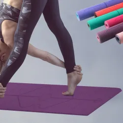 Yogamåtte med positionslinjer - gym - pilates - fitness - skridsikker sportsmåtte