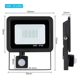10W - 20W - 30W - 50W - LED oversvømmelseslys - bevægelsessensor - vandtæt udendørs reflektor