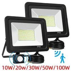 10W - 20W - 30W - 50W - 100W - 220V - LED-Scheinwerfer - wasserdichter Reflektor - Außenlicht - PIR-Bewegungssensor