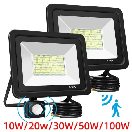 10W - 20W - 30W - 50W - 100W - 220V - projecteur LED - réflecteur étanche - éclairage extérieur - détecteur de mouvement PIR