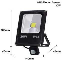 10W - 30W - 50W - 220V - LED-strålkastare - vattentät reflektor - rörelsesensor