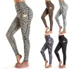 Fitness - Yoga - leggings with pockets - compressed - sweat-absorbent - high waist - leopard print