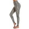 Fitness - joga - legginsy z kieszeniami - kompresyjne - wchłaniające pot - wysoka talia - nadruk w panterkęFitness