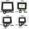 10W - 20W - 30W - 50W - 100W - 220V - projecteur LED - réflecteur étanche - éclairage extérieur - détecteur de mouvement PIR
