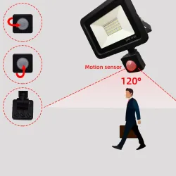 10W - 20W - 30W - 50W - 100W - 220V - projecteur LED - réflecteur étanche - éclairage extérieur - détecteur de mouvement PIR
