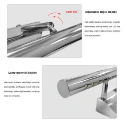 3W - 5W - 7W - LED väggljus - rostfritt stål lampa med switch - 25 cm - 40 cm - 55 cm