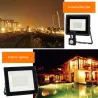 LED flood light - outdoor reflector - PIR motion sensor - waterproof - 10W - 20W - 30W - 50W - 100W