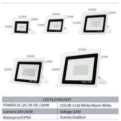 LED floodlight - PIR motion sensor - 10W - 20W - 30W - 50W - 100W - waterproof