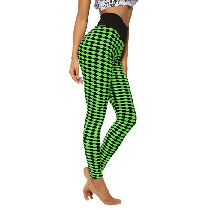 Dehnbare lange Leggings - Abnehmen - mit Gitterdruck - Fitness - Yoga