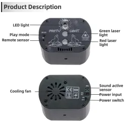 RGB - LED - oświetlenie dyskotekowe / imprezowe - mini projektor laserowy - USBOświetlenie sceniczne i eventowe