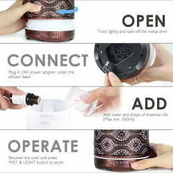 Air humidifier - essential oils diffuser - with 7 colors night light - 260ml